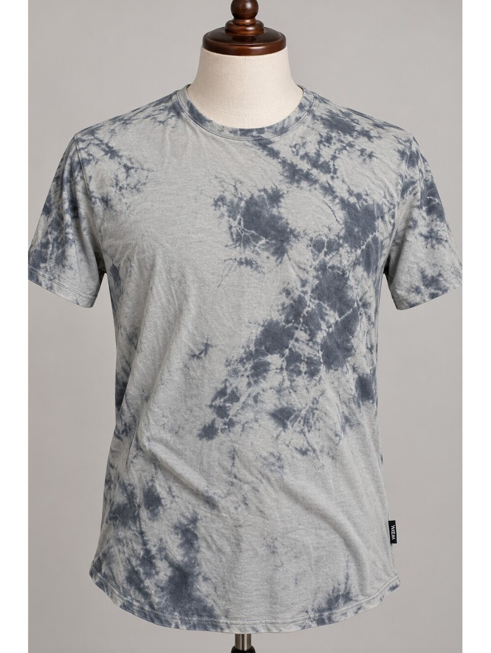WEIV Los Angeles Men’s L Blue Tie Dye Longline T-Shirt Curved Hem Streetwear